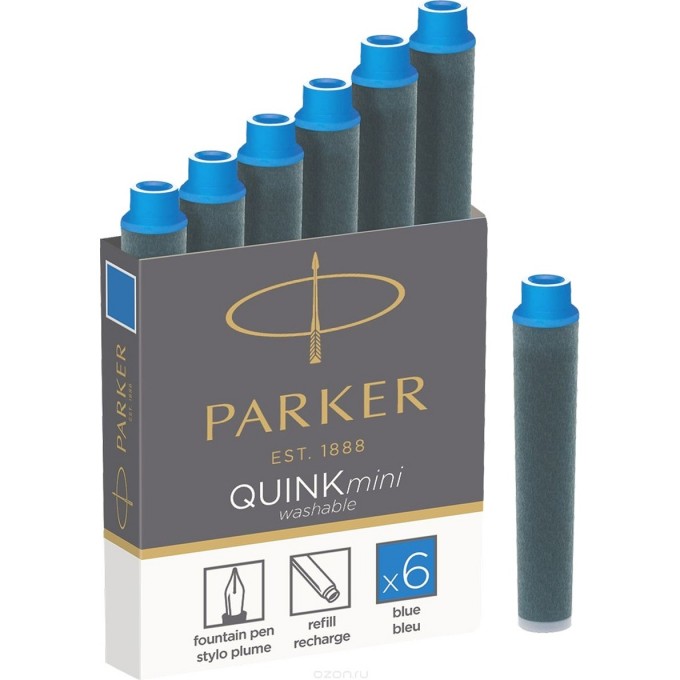 Картридж PARKER QUINK Z17 MINI синие чернила для ручек перьевых для Parker (6 шт) CW1950409