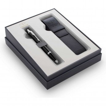 Набор PARKER IM CORE GIFT 20 BLACK CT ручка шариковая с синим стержнем "M" + чехол для одной ручки