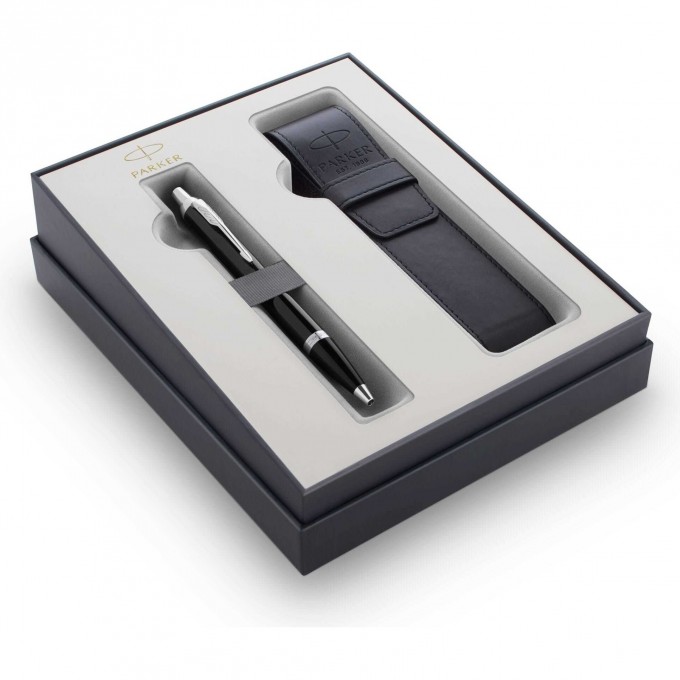Набор PARKER IM CORE GIFT 20 BLACK CT ручка шариковая с синим стержнем "M" + чехол для одной ручки CW2122003