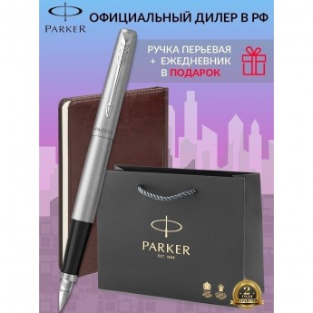 Набор: перьевая ручка PARKER JOTTER STAINLESS STEEL CT, М + блокнот