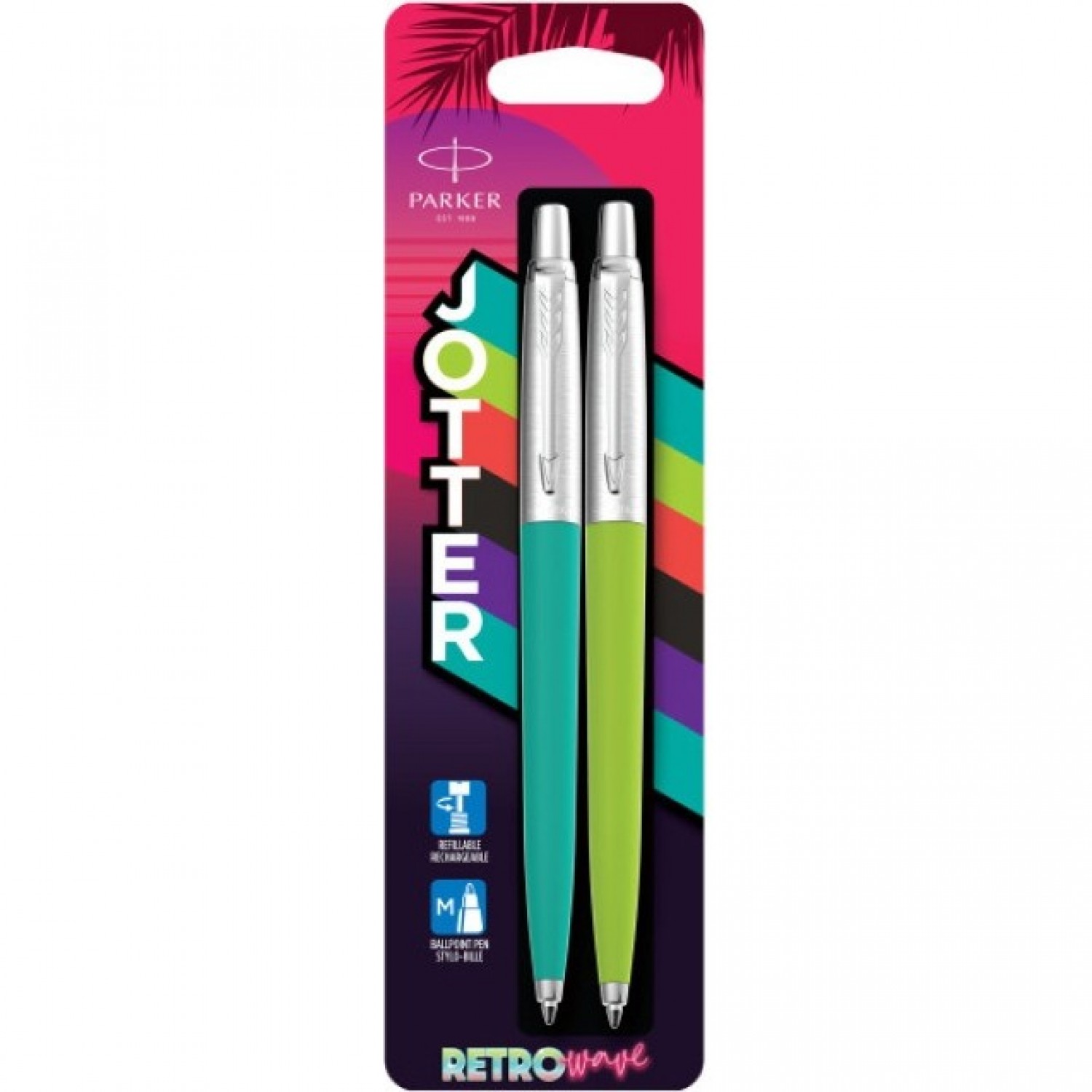 PARKER JOTTER ORIGINALS BALLPOINT PENS 80 S RETRO WAVE APPLE GREEN CARIBBEAN BLUE 2186315