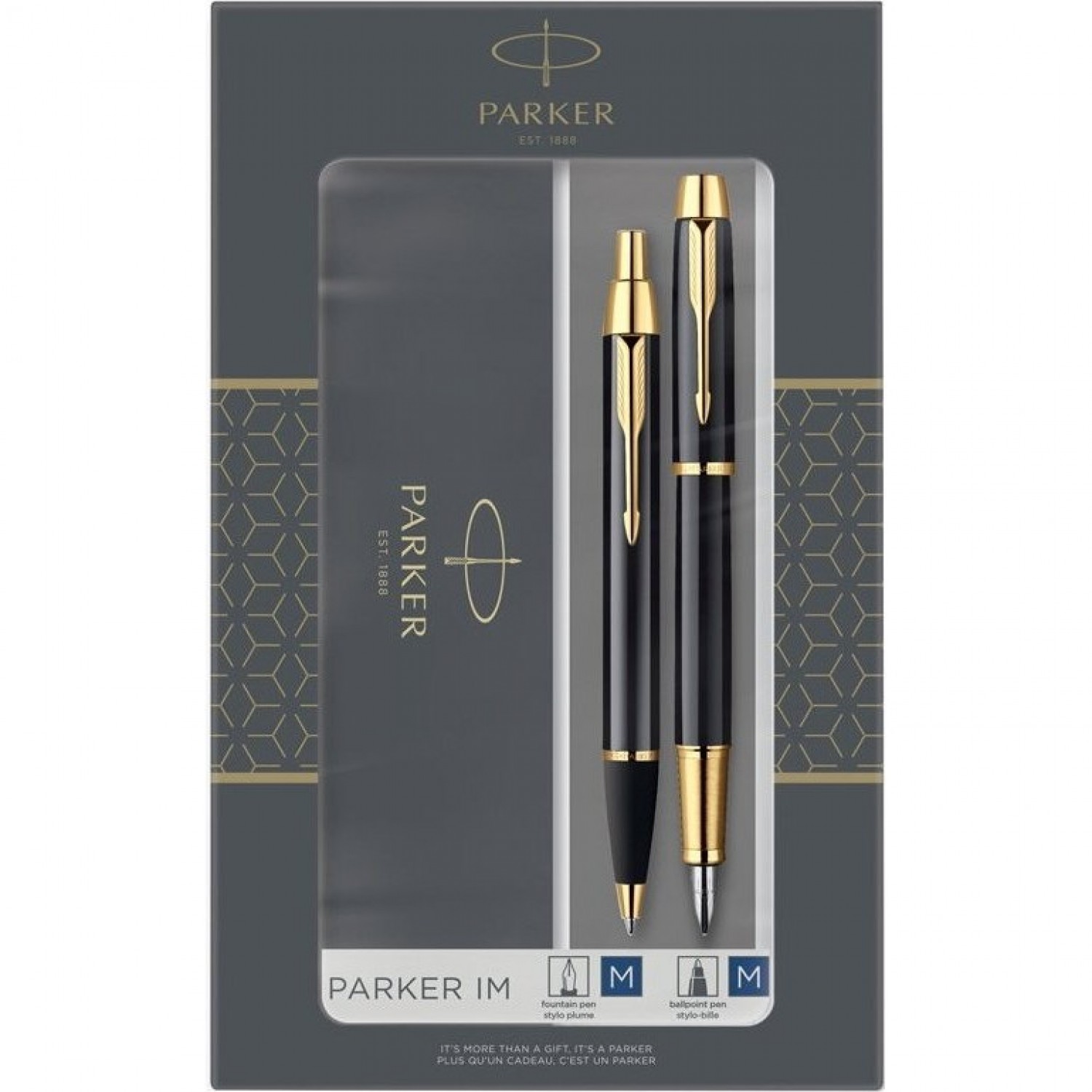 Подарочный набор PARKER: IM CORE BLACK GT - ручки перьевая и шариковая ...