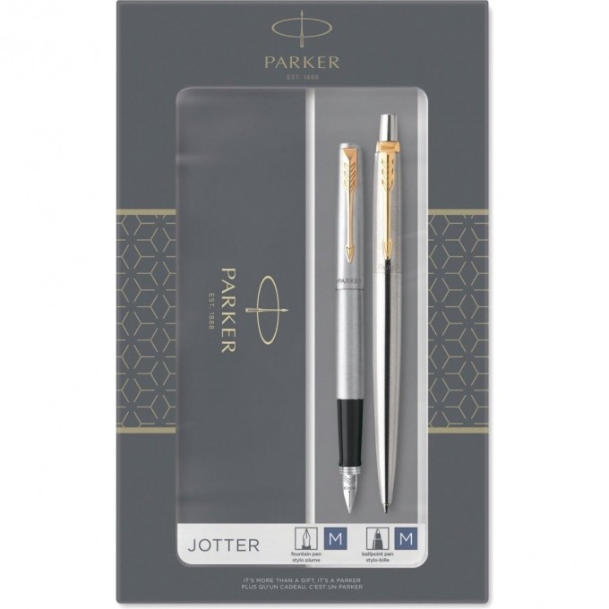 Подарочный набор PARKER: JOTTER CORE STAINLESS STEEL GT - ручки перьевая и шариковая 2093257