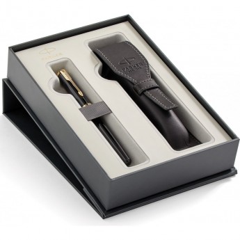 Подарочный набор PARKER: Перьевая ручка PARKER SONNET BLACK LACQUER GT + чехол из экокожи