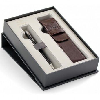Подарочный набор PARKER: Шариковая ручка PARKER SONNET BLACK LACQUER CT + чехол из экокожи