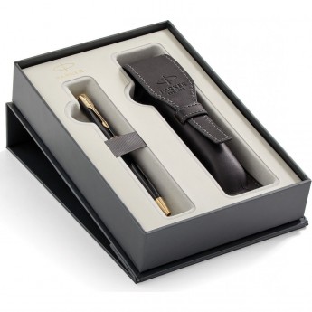 Подарочный набор PARKER: Шариковая ручка PARKER SONNET BLACK LACQUER GT + чехол из экокожи