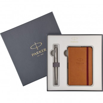 Подарочный набор PARKER: Шариковая ручка PARKER SONNET STAINLESS STEEL М + блокнот